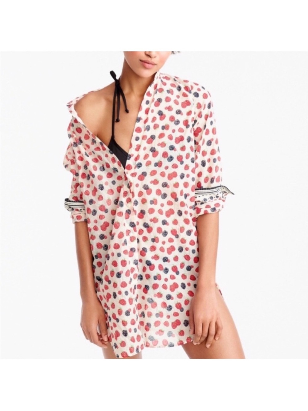 JCrew Beach Shirt Coverup in Berry Print 🍓